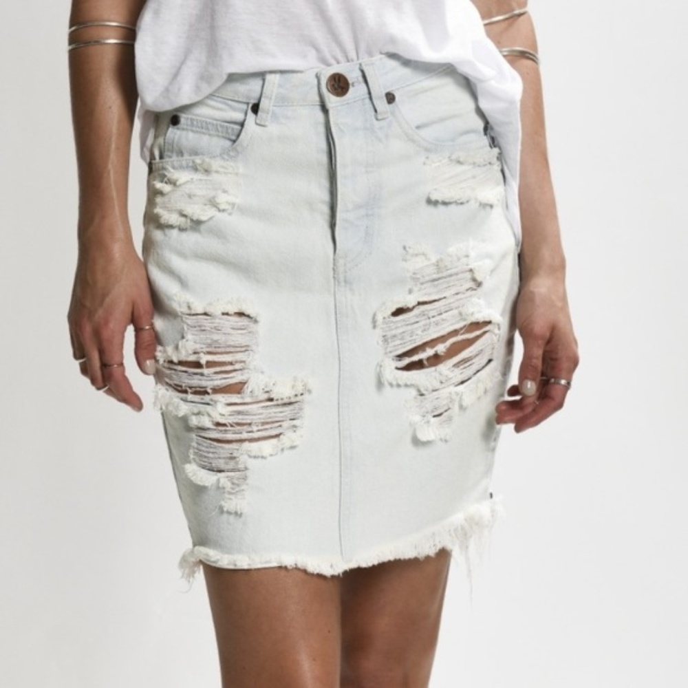 One Teaspoon 2020 Denim Skirt Le Creme White